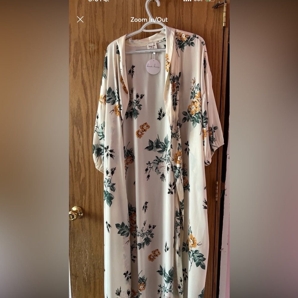 Hayden Cream Floral Duster with Green and Yellow Print